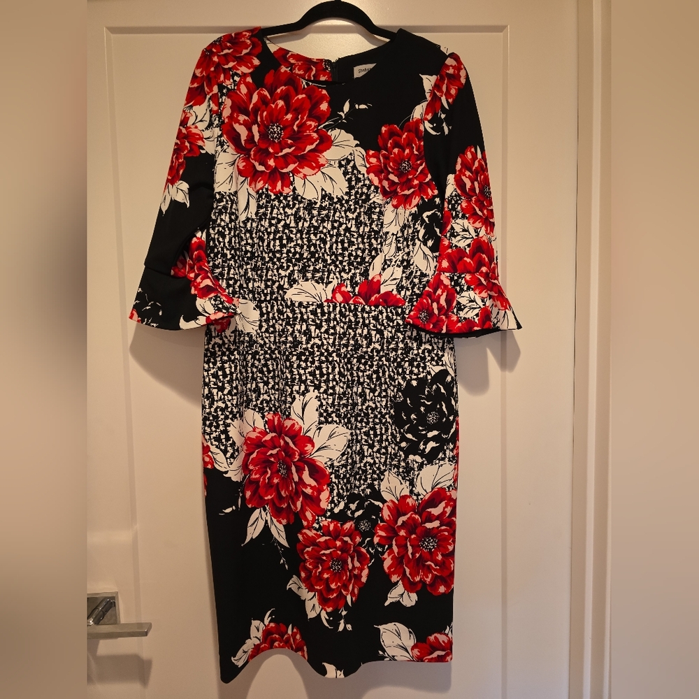 Floral Black and Red Women's Dress
